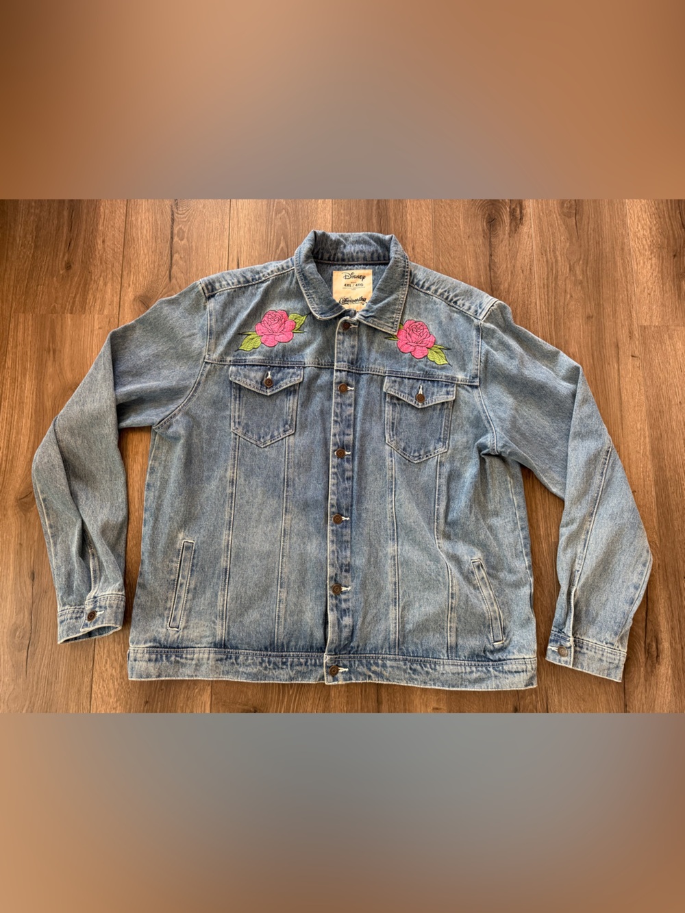 Disney Cakeworthy Beauty & the Beast Denim Jacket 4XL Rose Embroidered